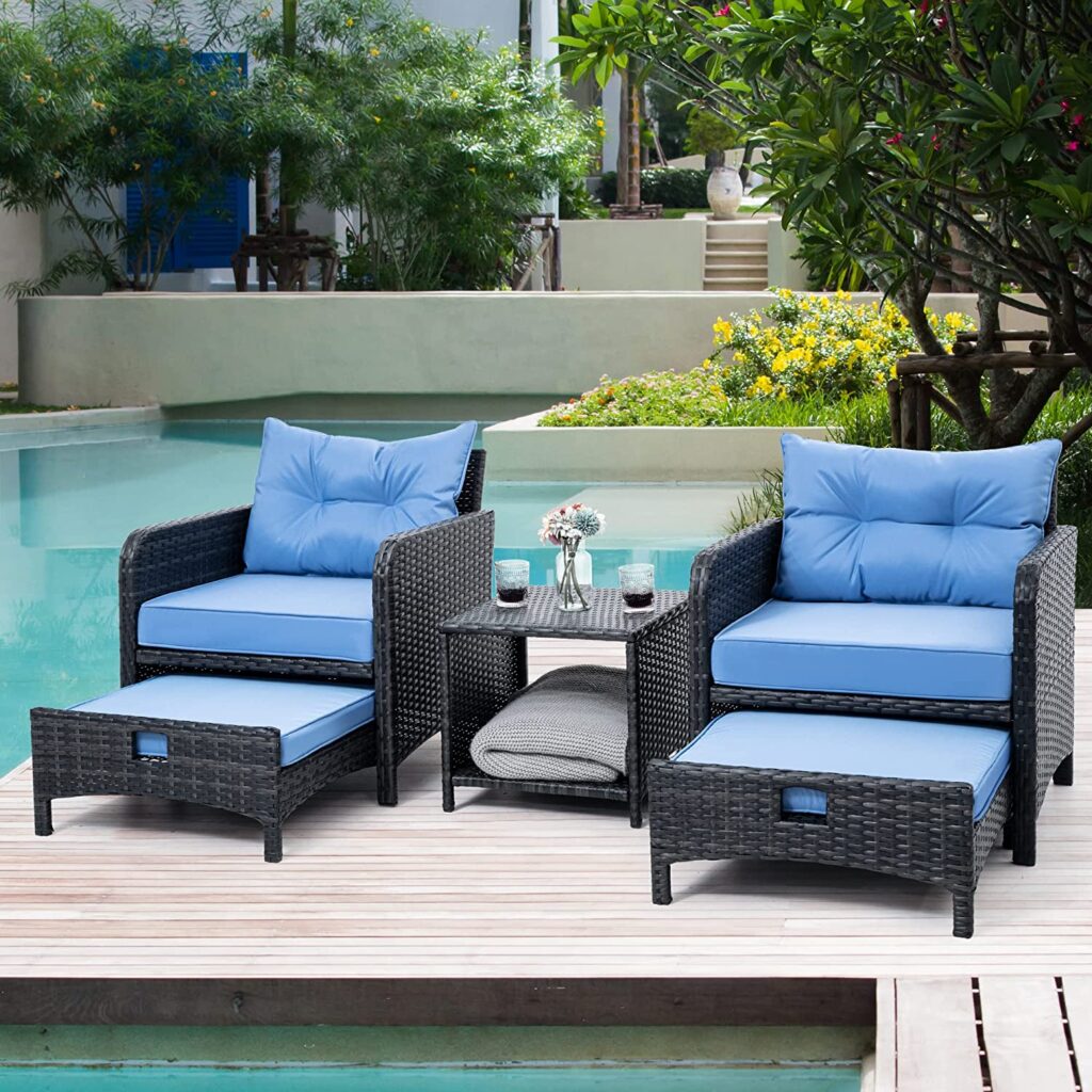 Pamapic 5 Pieces Wicker Patio Furniture Set